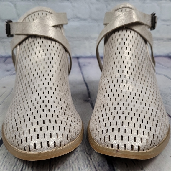 VANESSA WU | Anthropologie gold perforated strappy ankle boots - Picture 5 of 11